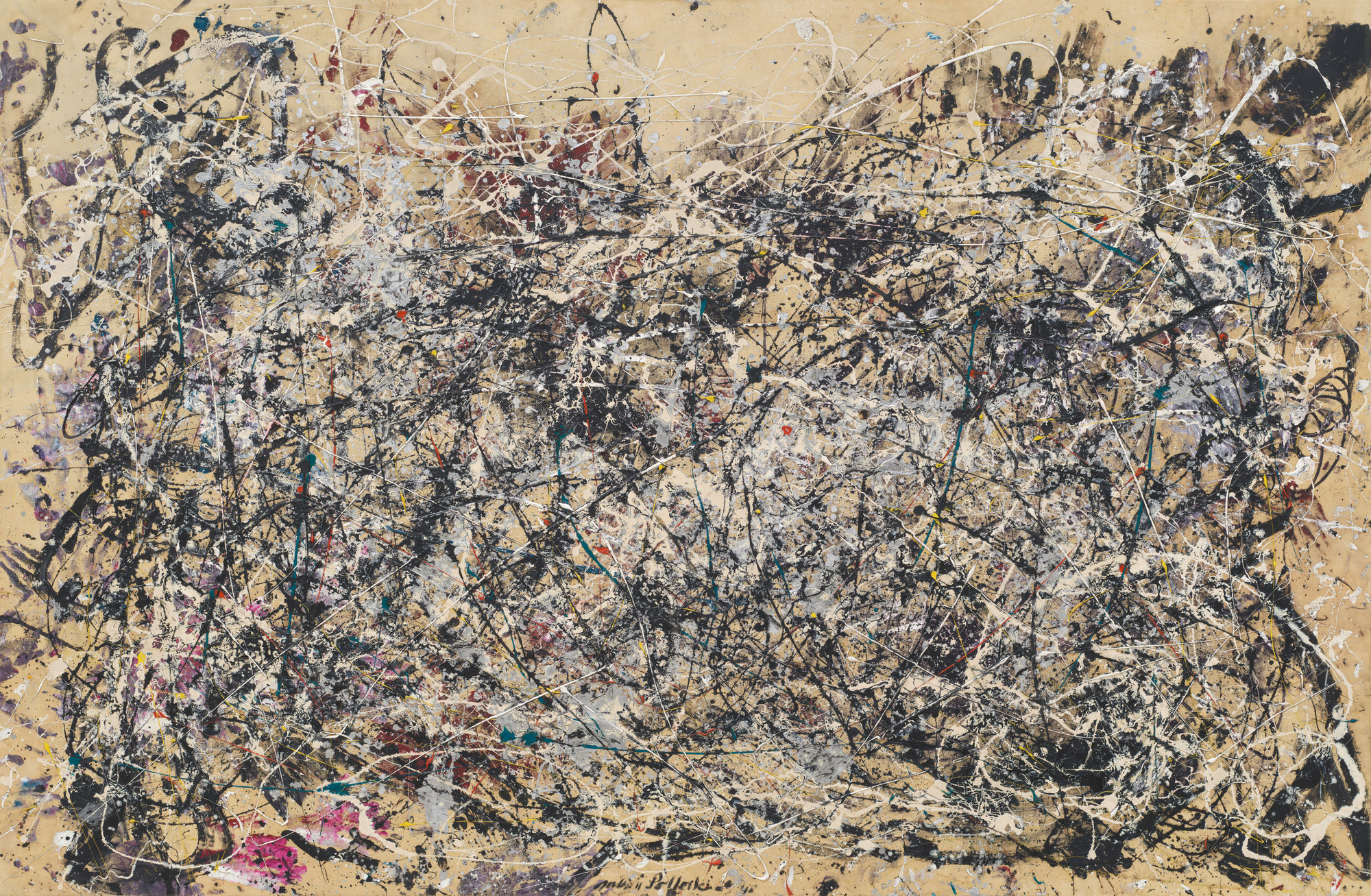 The postwar movement of Abstract Expressionism, exemplified in Jackson Pollock’s work, marked a sharp break from earlier representative painting. Unlike the previous generation of artists, the Abstract Expressionists rejected political themes, developing techniques that reflected the irrationality of Cold War hostilities and potential nuclear annihilation. But the obscurity of these paintings made them malleable propaganda tools in U.S. government–sponsored cultural festivals and exhibits. Ironically, Abstract Expressionism became a symbol of America’s postwar power.