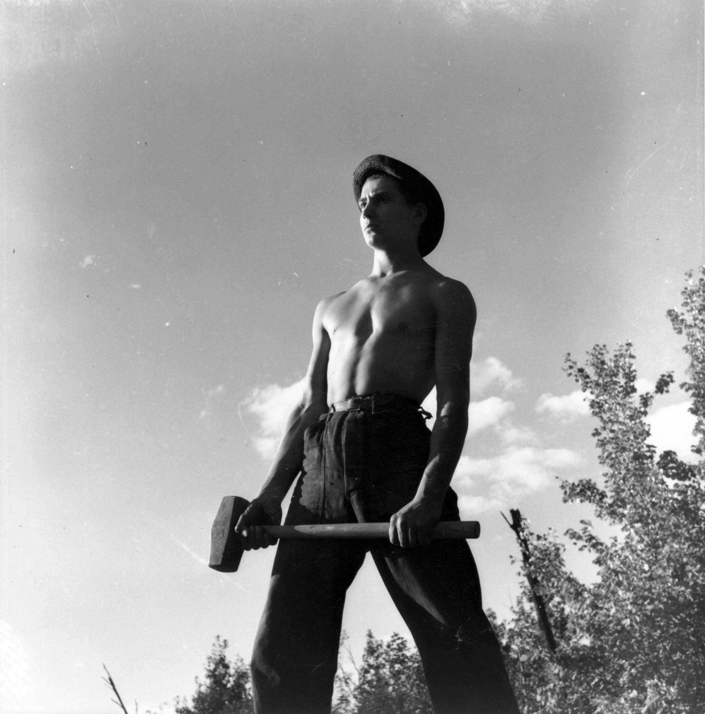 A photograph of a young Civilian Conservation Corps (CCC) worker epitomized the agency’s slogan. “Building strong bodies is a major CCC objective,” the accompanying caption stated. “More than half of the enrollees who entered CCC during the last year were seventeen years of age. Work, calisthenics, marching drills, good food, and medical care feature the CCC health program.”