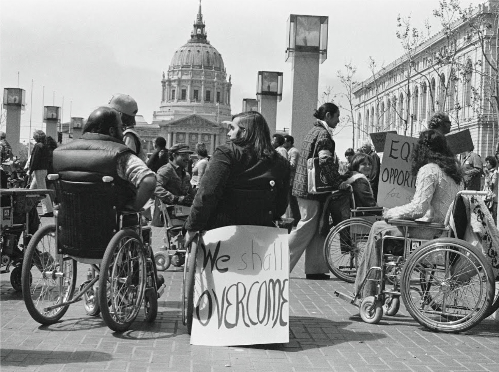 <em>In 1977, Anthony Tusler photographed activists gathered in support of Section 504. Tusler is a photographer, author, art curator, and activist.&nbsp; After a spinal cord injury that occurred when he was five, Tusler has traveled in a wheelchair. He was the founding director of the Disability Resource Center at Sonoma State University (California) for twenty-two years. He cocurated probably the first fine-art show, D&amp;A2, that had disability as its explicit subject matter. He has helped to found several nonprofit organizations, including the Institute on Alcohol, Drugs, and Disability, Community Resources for Independence, Disability Associates, and the National Center on Disability and Journalism.</em>