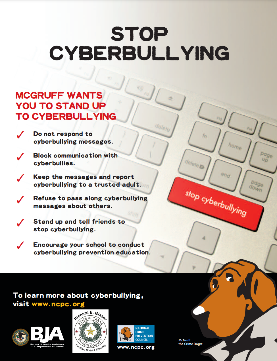 If social media greatly facilitated communication, it also abetted abuse—especially among younger users of digital media. Taking the seemingly age-old problem of physical and verbal intimidation and victimization among children and teenagers to new levels compared to “traditional” one-on-one bullying, by the 2010s cyberbullying via cellphones, computers, games, and other digital devices and platforms had become a pervasive issue, both in the United States and abroad. This poster distributed by a Texas district attorney was typical of school and law-enforcement attempts to raise public awareness about online abuse. Conducted online and usually anonymously, the extent of cyberbullying is difficult to determine, but by the close of the decade a federal study estimated that 16 percent of U.S. high school students had been “electronically bullied.”