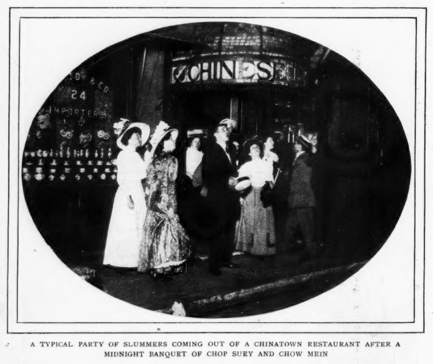 &nbsp;<em>In 1909, the popular </em>Munsey’s Magazine<em> ran a long article titled “Slumming in New York’s Chinatown.” The essay and accompanying photographs depicted the attitudes and experiences of non-Chinese visitors to the primary neighborhood in which Chinese immigrants lived and worked. “Slumming” turned these areas, and the businesses and people within them, into spectacles.&nbsp; Chinese restaurants may have benefited from expanding their customer base, but the photos and captions featured in </em>Munsey’s<em> captured prevalent stereotypes about Chinese immigrants and their businesses.</em>