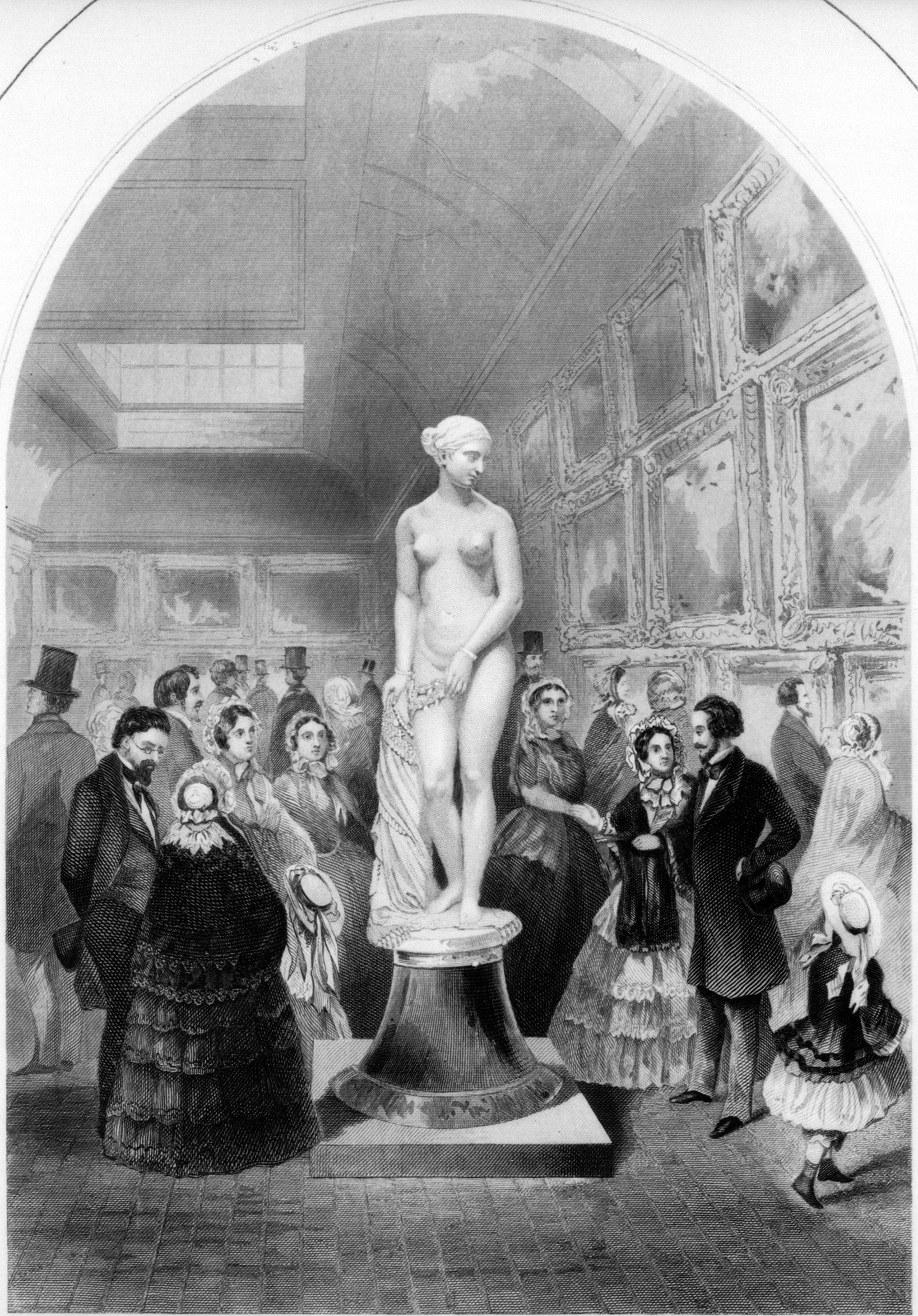 Created&nbsp;in 1844, American sculptor Hiram Powers’s statue of a nude enslaved white woman&nbsp;during the Greek war for independence from Turkey (1821-29) was one of&nbsp;the most&nbsp;popular works of art before the Civil War. In reduced scale it was widely&nbsp;reproduced and became a familiar decorative item in the parlors of American&nbsp;middle-class&nbsp;homes. Amid praise for its beauty and the compassion it generated,&nbsp;many observers interpreted the work as a comment on slavery in America.