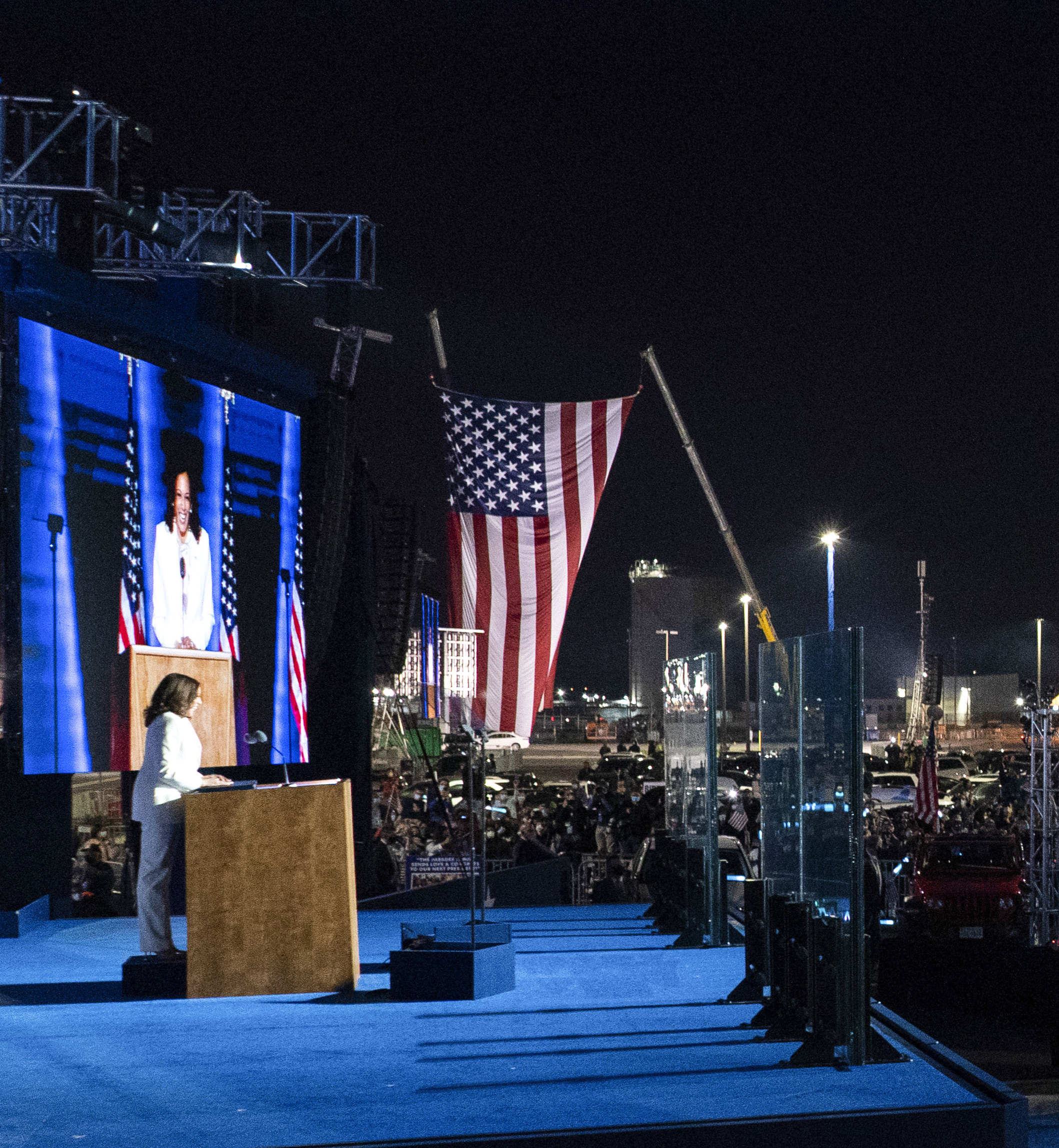 In 2020, Kamala Harris became the highest ranking female elected official in U.S. history, as well as being the first woman, African American, and Asian American vice president. The daughter of immigrants (her mother emigrated to the United States from India and her father from Jamaica), Harris rose to prominence in California politics, first as the state’s attorney general and then as one of its U.S. senators. Harris had campaigned for the Democratic nomination for president in 2020, losing to eventual nominee Joseph Biden. In this photo she addressed a victory rally in Wilmington, Delaware—held masked and outdoors due to the COVID-19 pandemic—on November 7, 2020, the day she and Biden were declared the winners of the 2020 presidential election.