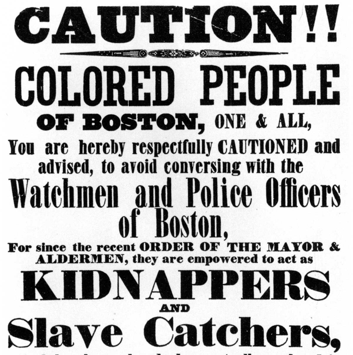 A notice posted by Boston abolitionist Theodore Parker in 1851.