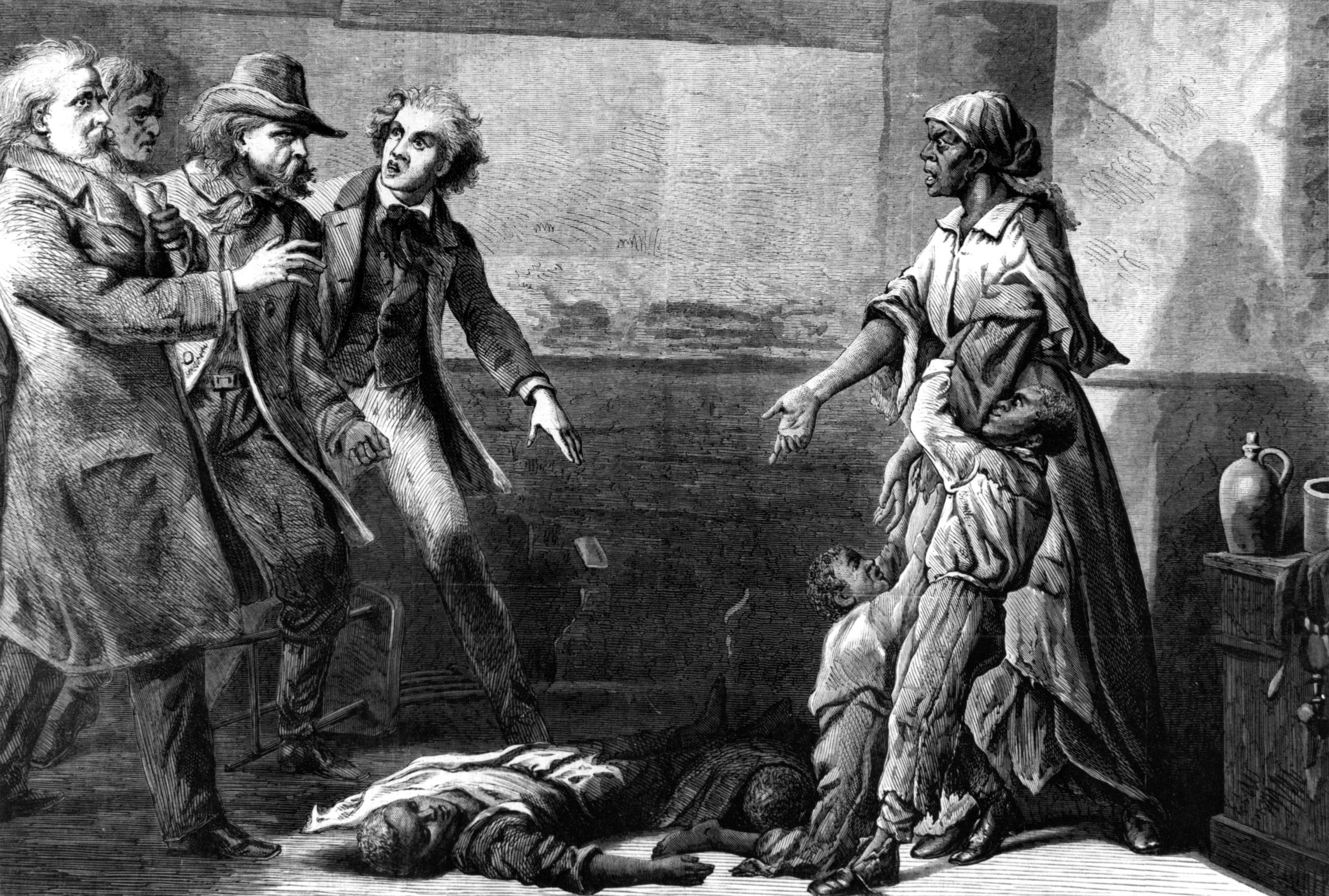 Soon after passage of the Fugitive Slave Law, Margaret Garner fled with her four children from their enslavement in Kentucky. Slave patrollers followed them to Ohio. Faced with capture, Garner killed two of her children rather than see them be returned to slavery. The surviving children were taken from her, and on the return trip to Kentucky Garner drowned herself in the Ohio River. Her story inspired an acclaimed nineteenth-century painting by Thomas S. Noble (on which this engraving was based) and Toni Morrison’s Pulitzer Prize–winning novel <em>Beloved.</em>