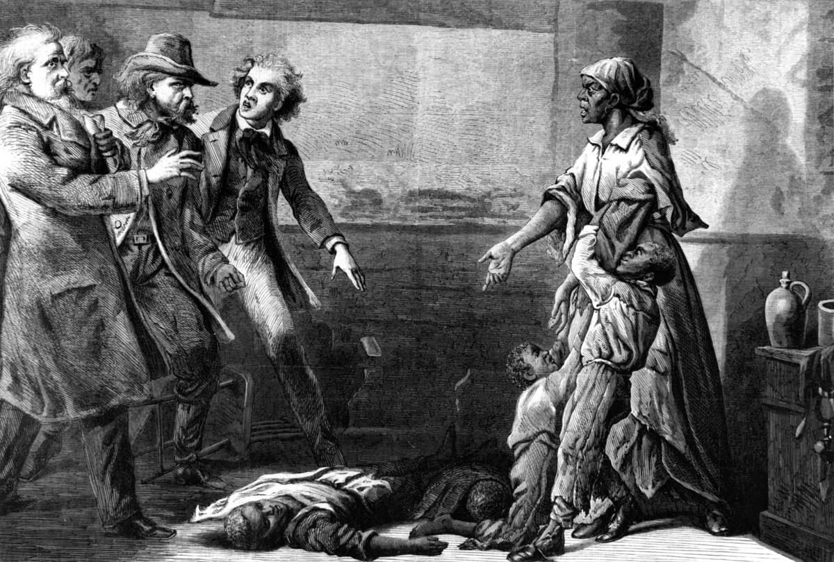 Soon after passage of the Fugitive Slave Law, Margaret Garner fled with her four children from their enslavement in Kentucky. Slave patrollers followed them to Ohio. Faced with capture, Garner killed two of her children rather than see them be returned to slavery. The surviving children were taken from her, and on the return trip to Kentucky Garner drowned herself in the Ohio River. Her story inspired an acclaimed nineteenth-century painting by Thomas S. Noble (on which this engraving was based) and Toni Morrison’s Pulitzer Prize–winning novel <em>Beloved.</em>