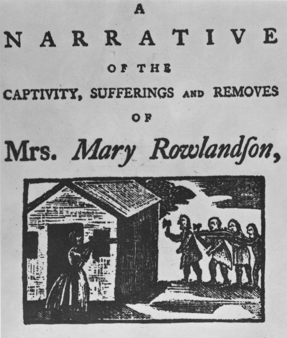 In 1676, during King Philip’s War, Mary Rowlandson was captured by Native peoples raiding Lancaster, Massachusetts. After being held for three months, she was ransomed and freed. She later wrote <em>The Sovereignty and Goodness of God: A Narrative</em>&nbsp;.&nbsp;.&nbsp;.&nbsp;, which was published in 1682 and often reprinted (here in a 1773 edition). It was the first of many “captivity” narratives, which portrayed captivity as a test of the protagonists’ Puritan faith.