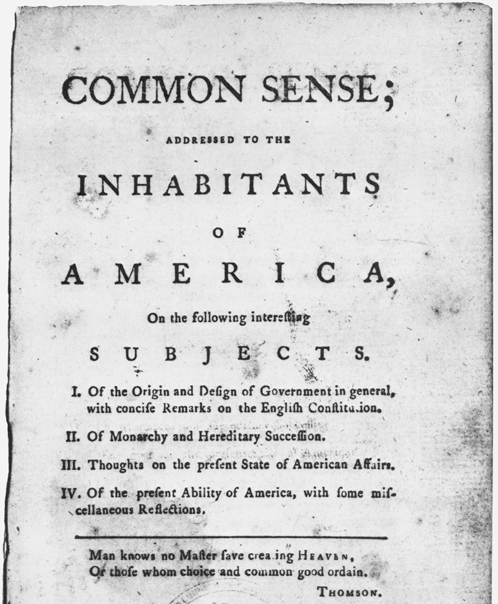 The cover of Thomas Paine’s 1776 pamphlet.