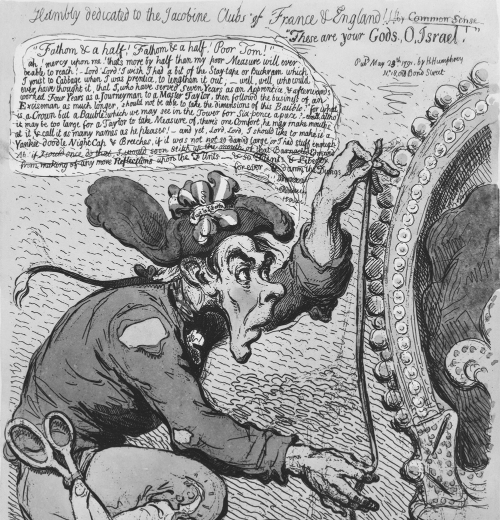 British conservatives had little love for the author of <em>Common Sense</em>—especially after he returned to England in 1787 and pressed for radical republican goals in the land of his birth. Caricaturist James Gillray lampooned Paine in this 1791 cartoon, which appeared soon after the publication of Paine’s <em>The Rights of Man</em>. But the British establishment took Paine more seriously; within the year, he fled to revolutionary France to avoid imprisonment.