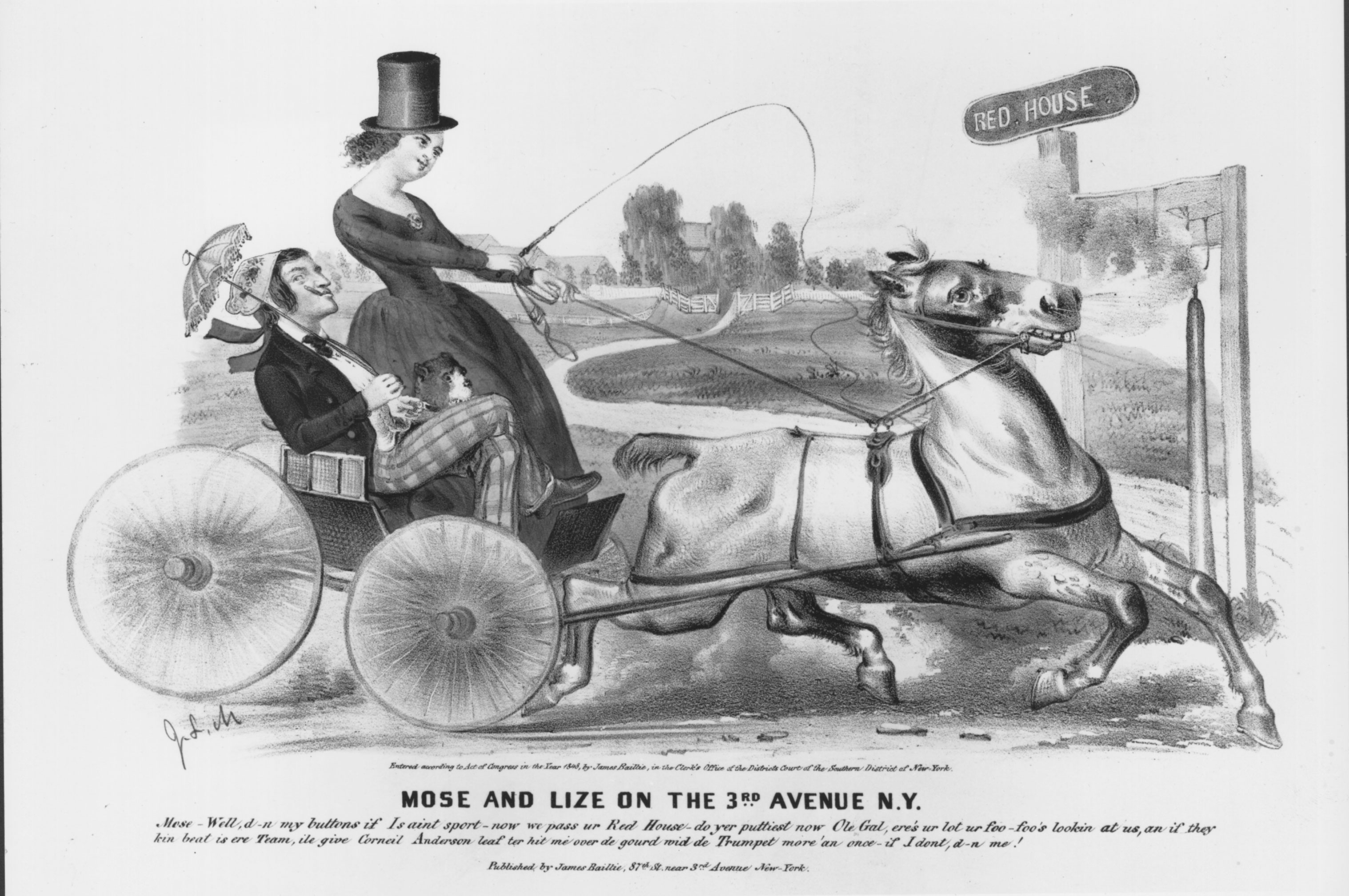 This 1848 print showed the exuberant style of dress and behavior favored by many young working-class women. Although Lize (like her boyfriend, Mose) was a fictional character, her popularity in the press and theater suggested that the principles of domestic science did not represent the ideal for all young women.