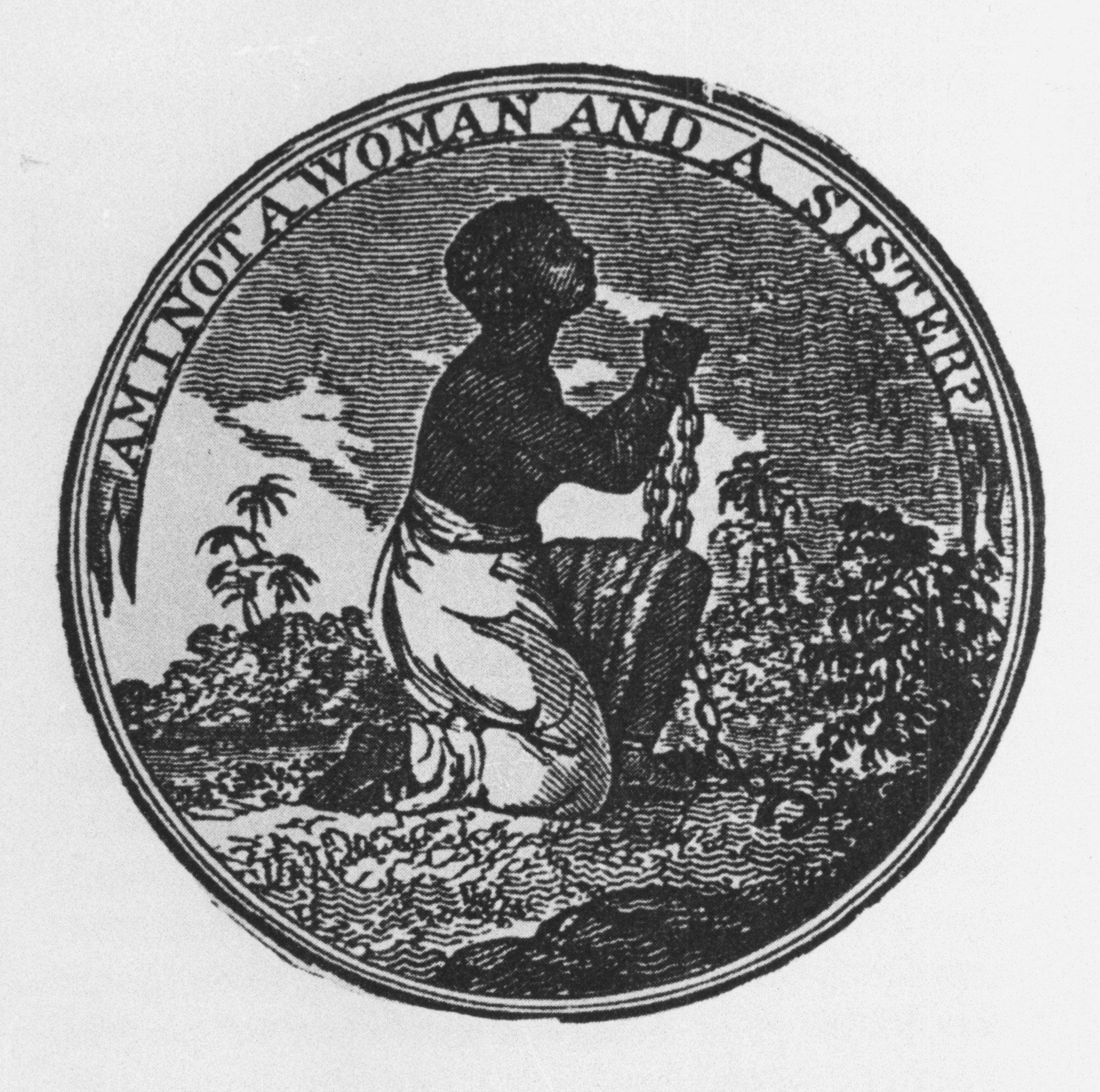 This 1837 engraving was a variation on the standard American abolitionist symbol of the supplicant enslaved male. The symbol, accompanied by the motto “Am I not a man and a brother?,” was adopted from the seal of the British Society for the Abolition of Slavery, created by the English abolitionist and potter Josiah Wedgwood in 1787.