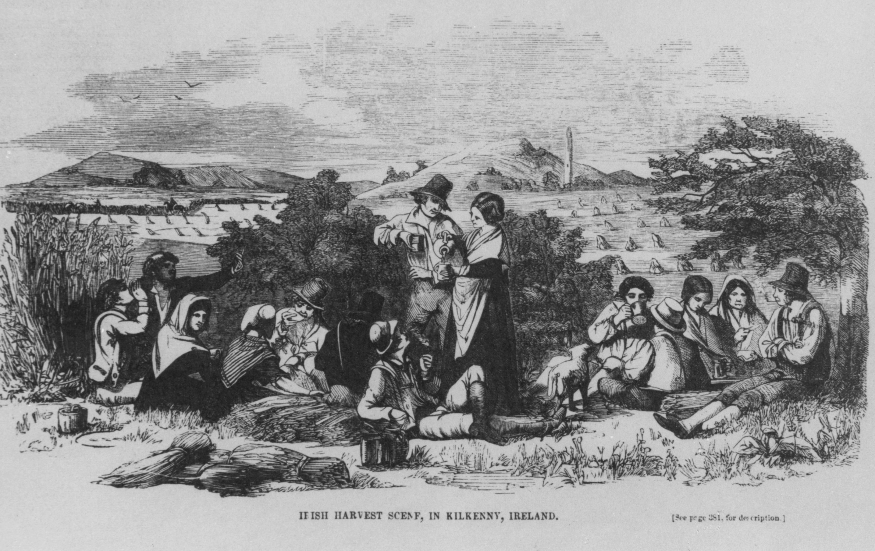 “In many districts of Ireland,” says the caption accompanying this 1852 illustration in a Boston weekly, “there are scenes like this which give unmistakable evidence of prosperity, notwithstanding the reports that are constantly reaching us of want and misery in that unfortunate land.” Although the British press depicted the ravages of the Irish potato famine, American publications seemed reluctant to unsettle their readers with disturbing images.