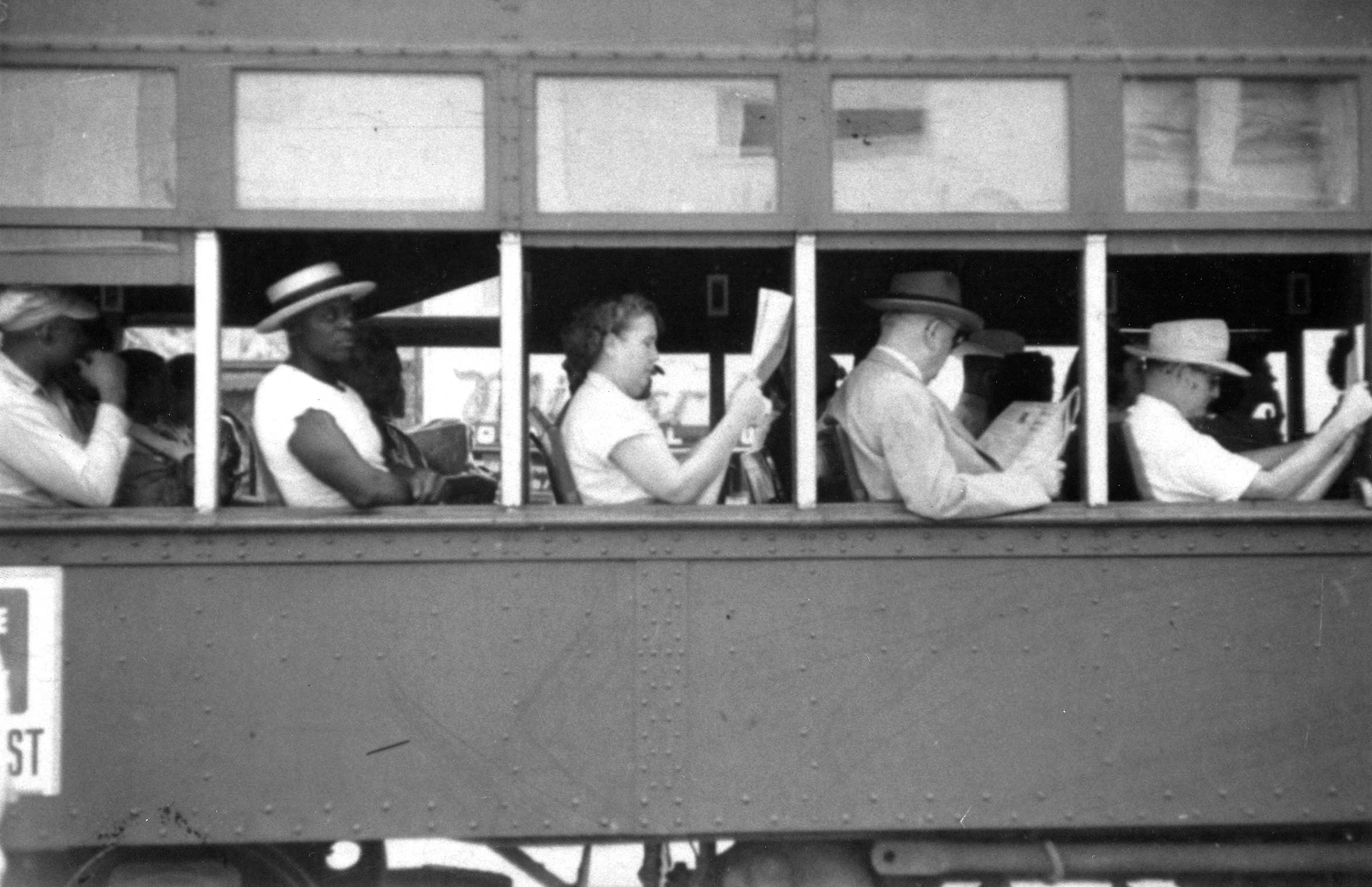 Segregated seating on a southern streetcar in 1951.