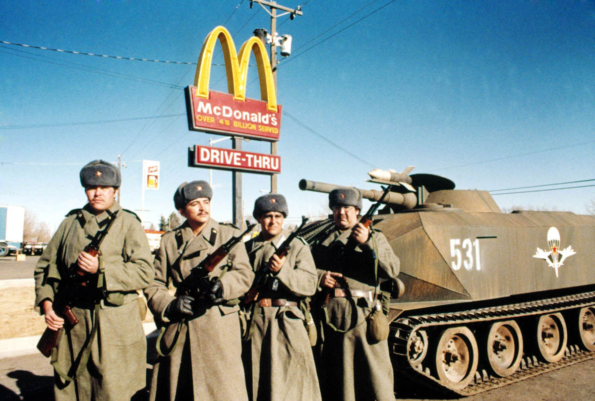 Hollywood exploited the new Cold War in John Milius’s <em>Red Dawn</em>, a 1984 film about a Soviet takeover of the United States. Such fantasies failed to anticipate the direction that invasion would actually take: six years later, McDonald’s opened its first fast-food franchise in Moscow.