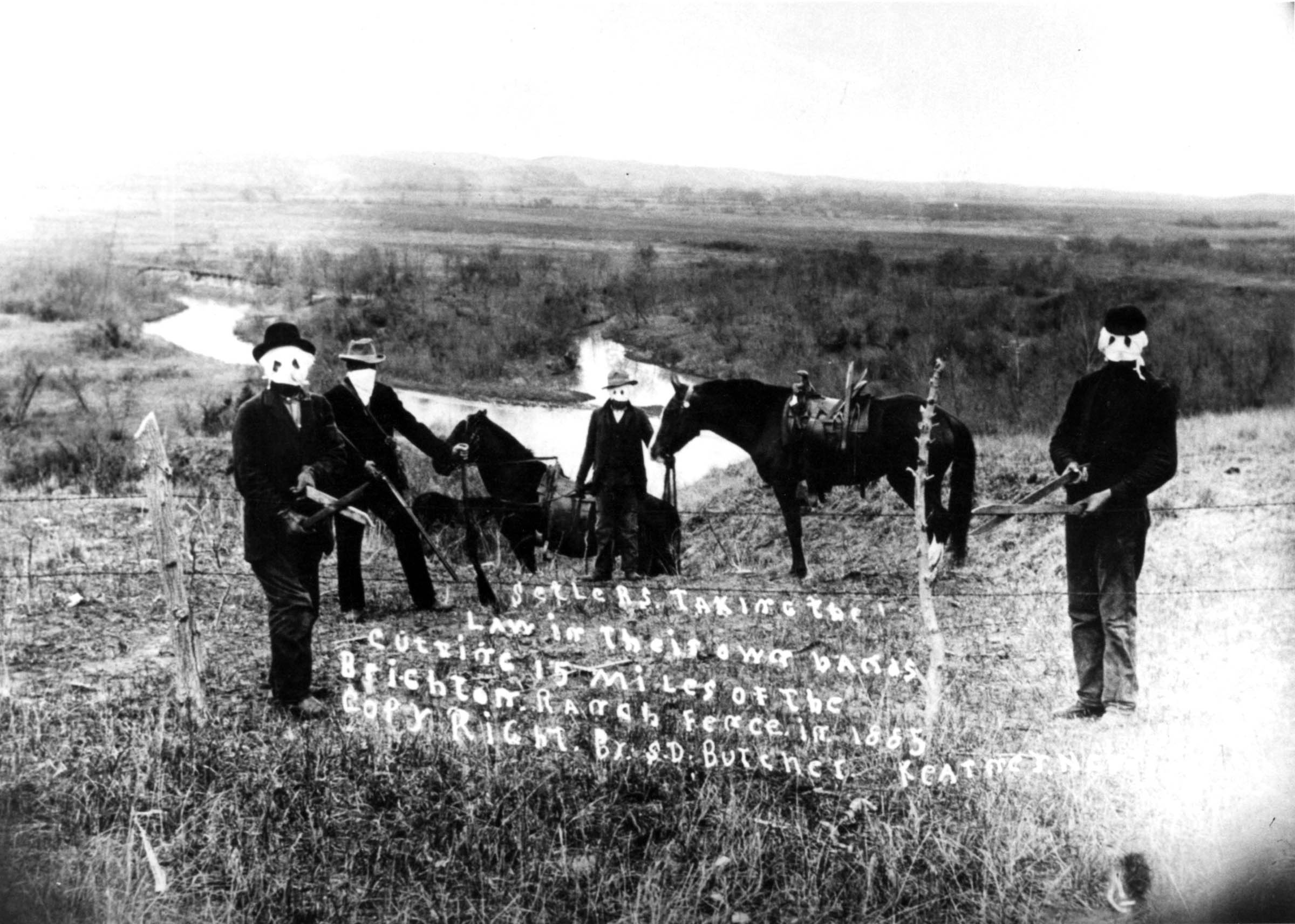 Homesteaders in Custer County, Nebraska, reenacted how they cut down fifteen miles of wire fence erected by cattlemen in 1885.