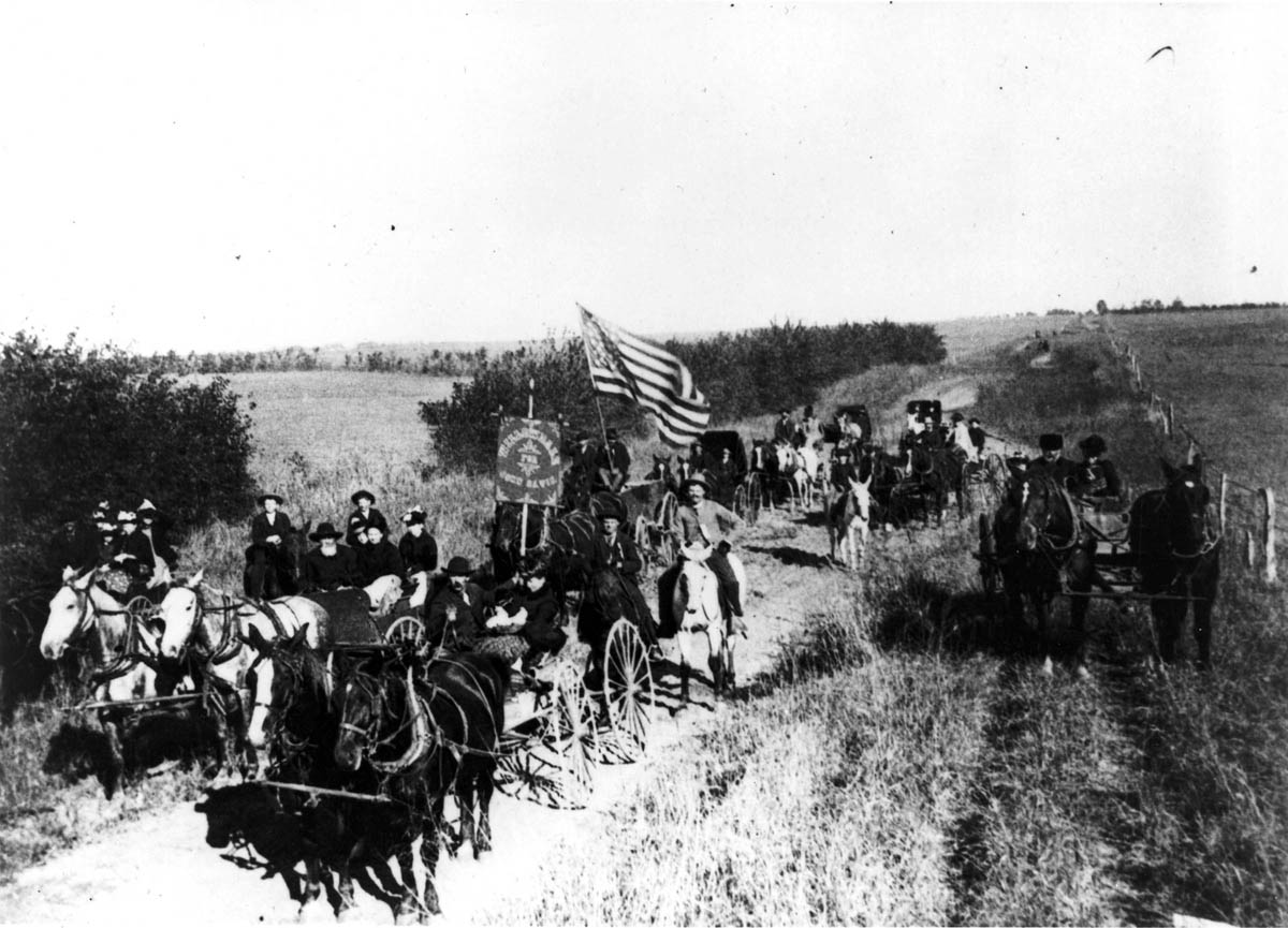 A rare photograph of a group of Populists near Dickinson City, Kansas, sometime during the 1890s.