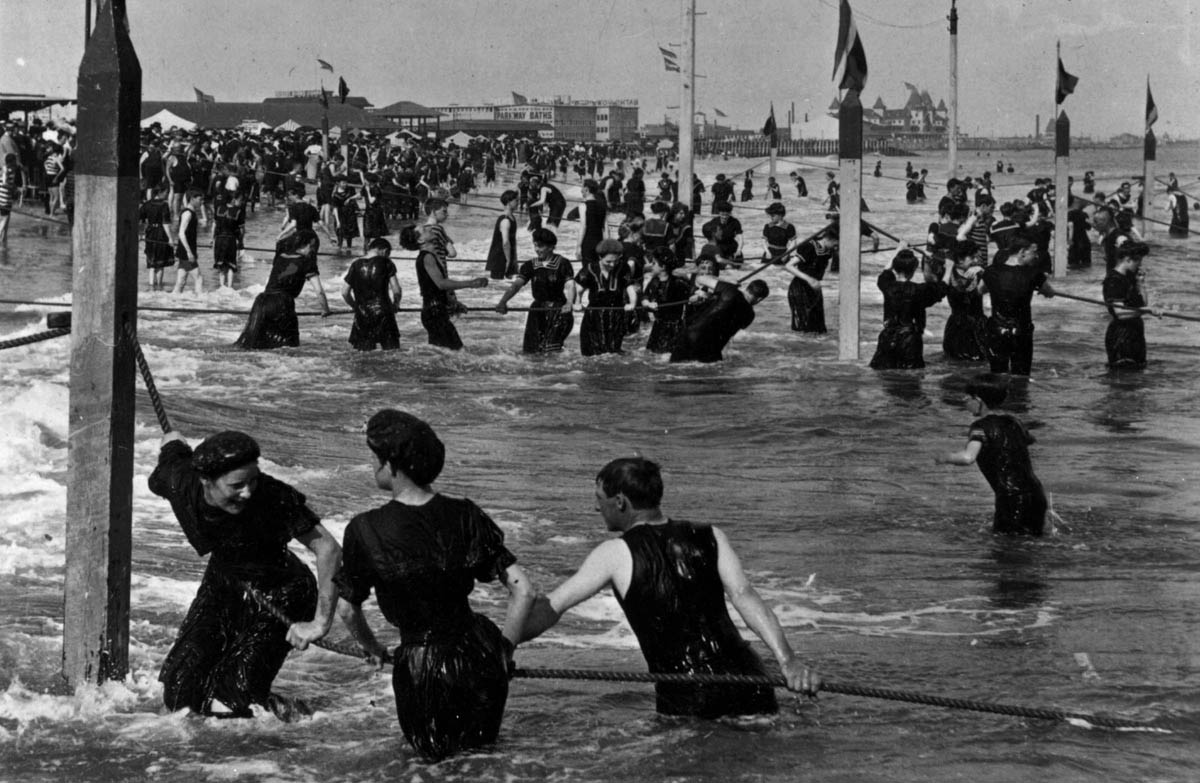 Bathers enjoyed the Coney Island surf in 1903.