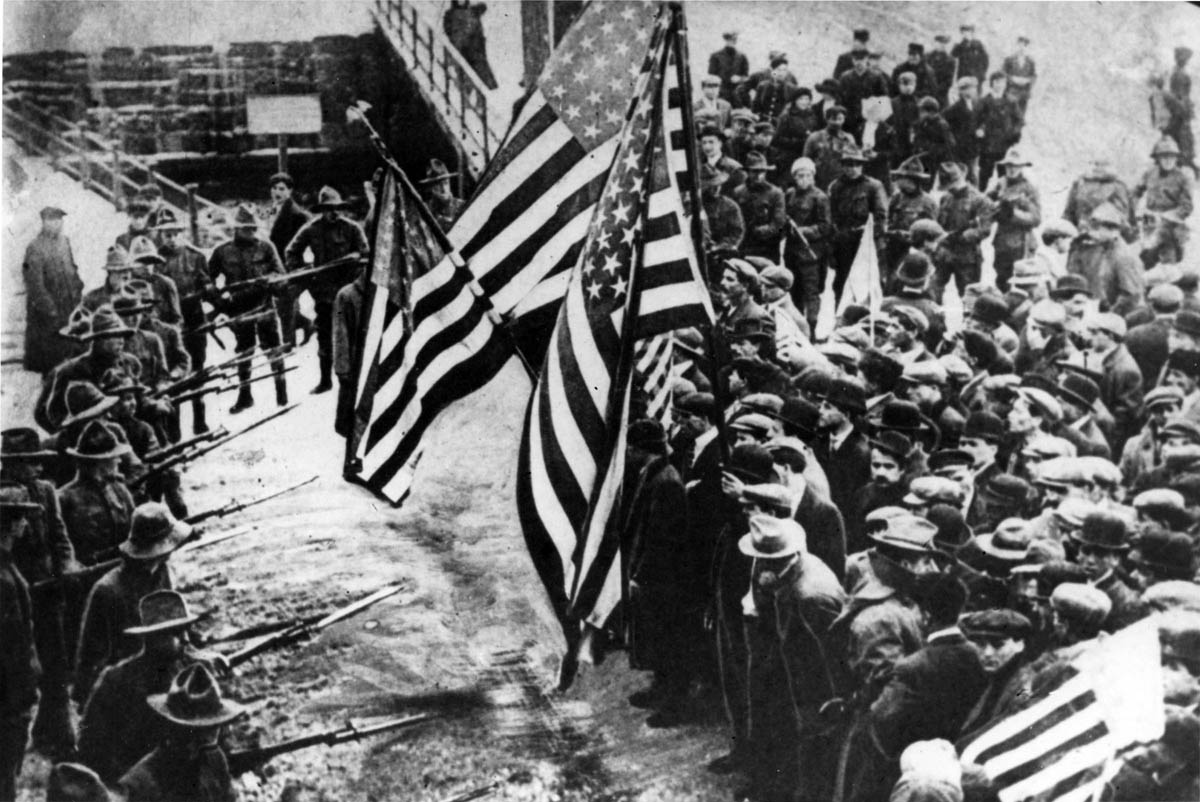 Shouting that slogan, strikers confronted national guardsmen during the Lawrence, Massachusetts, textile strike of 1912.