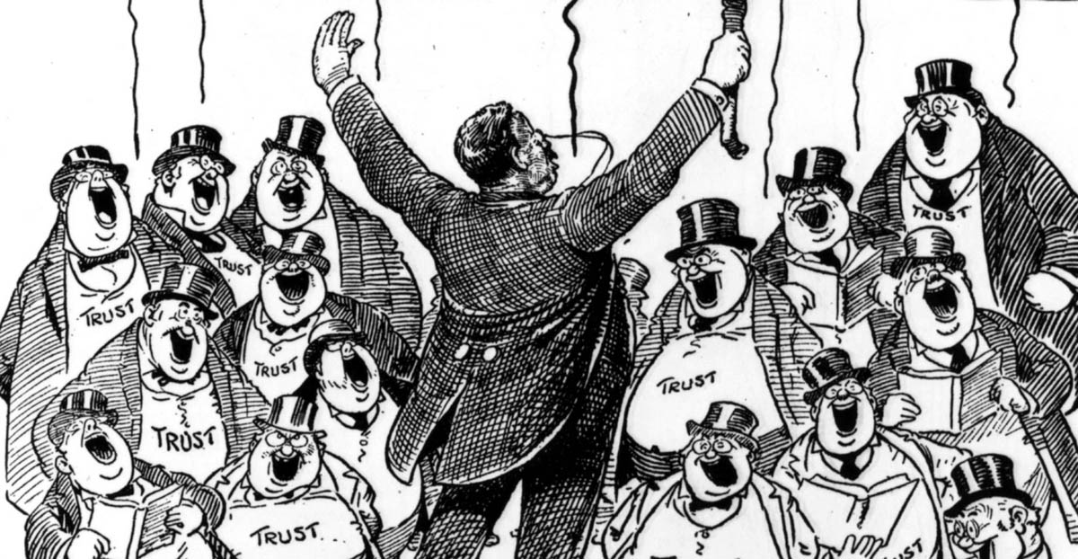 A critical view of Theodore Roosevelt’s reputation as a regulator of corporate abuses appeared in the <em>Columbus (Ohio) Dispatch</em> during the 1912 presidential campaign.