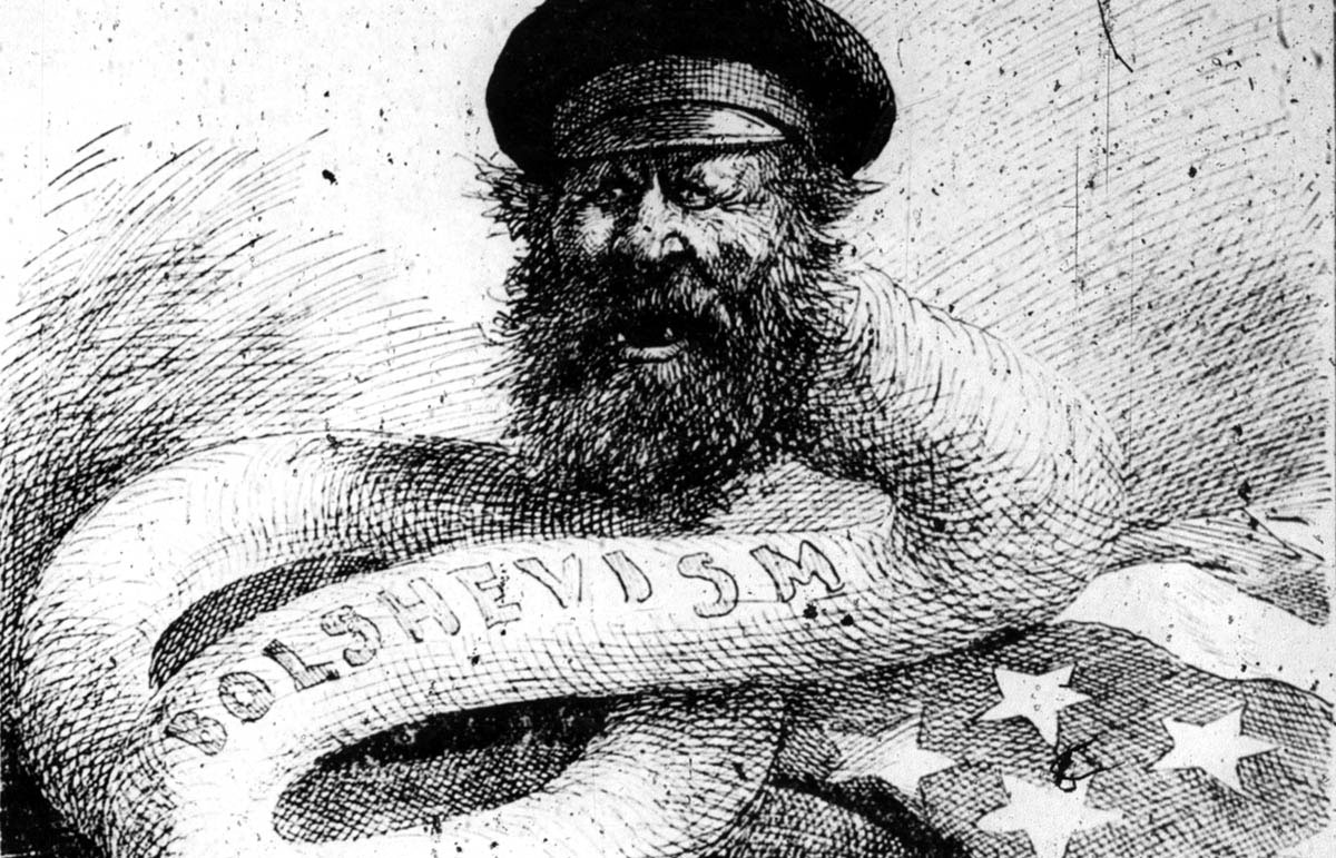 Daily representations of subversion and menace, such as this Bolshevik serpent in the <em>Philadelphia Inquirer</em>, also carried a strong anti-immigrant message, fueling the 1919 Red scare.