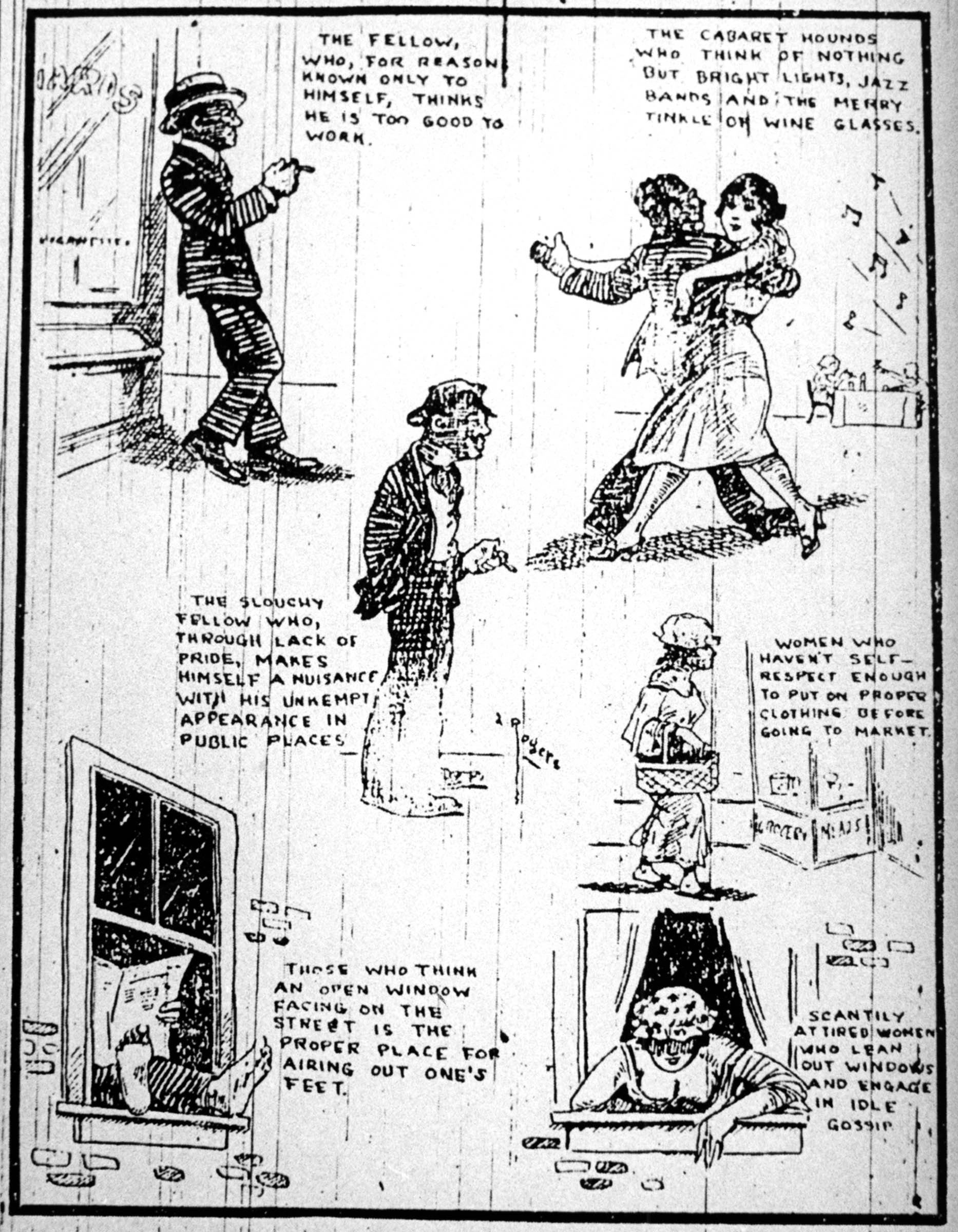 A series of cartoons by Leslie Rogers, published during the 1920s in the African American newspaper <em>The Chicago Defender</em>, conveyed everyday tensions between recently arrived southern migrants and longtime residents in the city’s Black community. Rogers’s <em>Defender</em> comic strip, <em>Bungleton Green</em>, which started in 1920, featured the misadventures of a naïve migrant from the South.