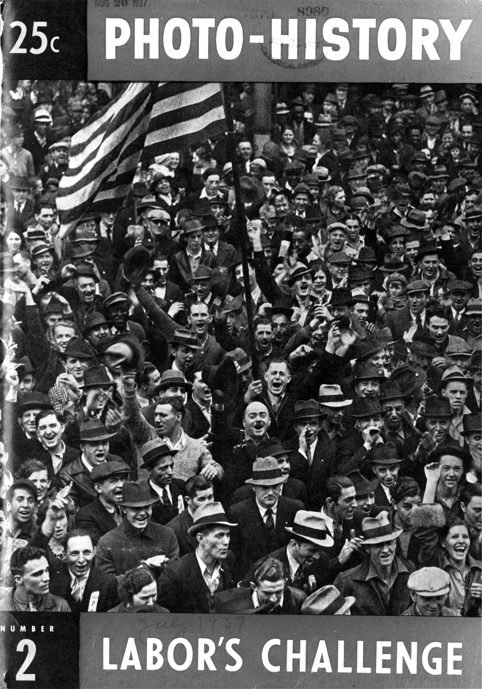 A May 1937 union demonstration of Aliquippa, Pennsylvania, steelworkers and their supporters was featured on the cover of <em>Photo-History</em> (a short-lived, pro-CIO magazine).