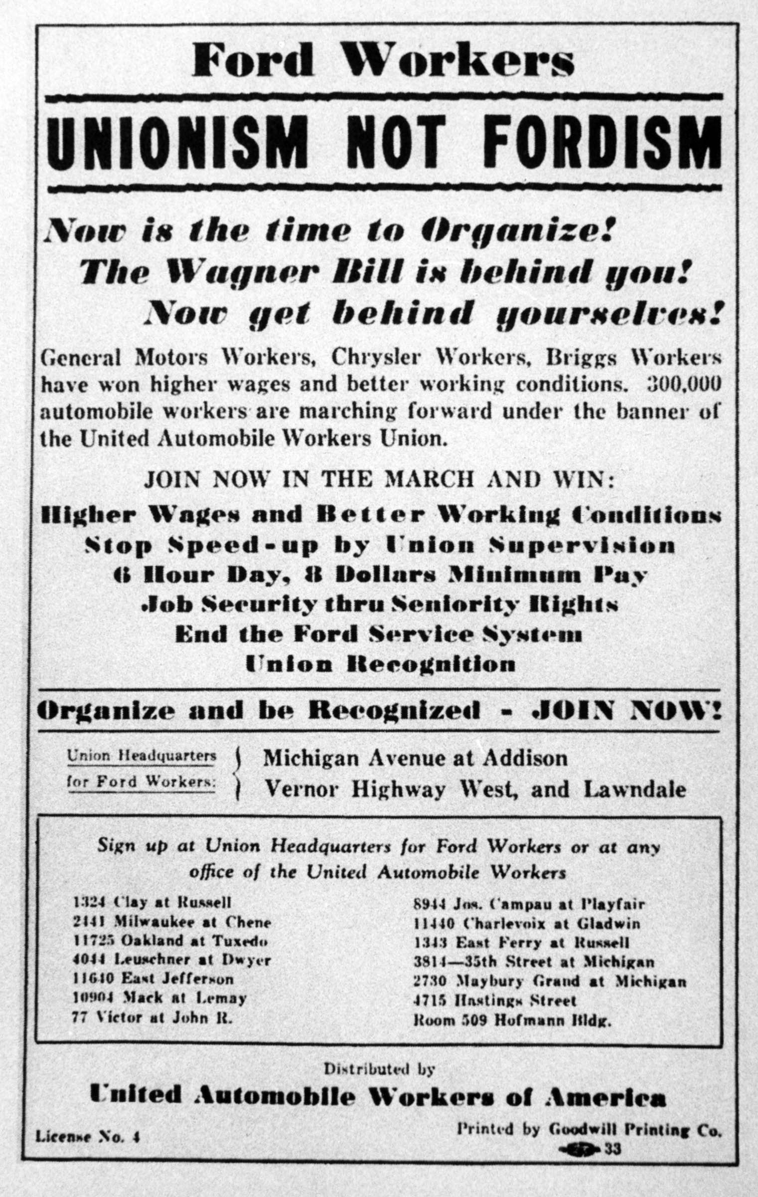 This leaflet distributed by the United Automobile Workers captured the impact of the Wagner Act on union organizing.