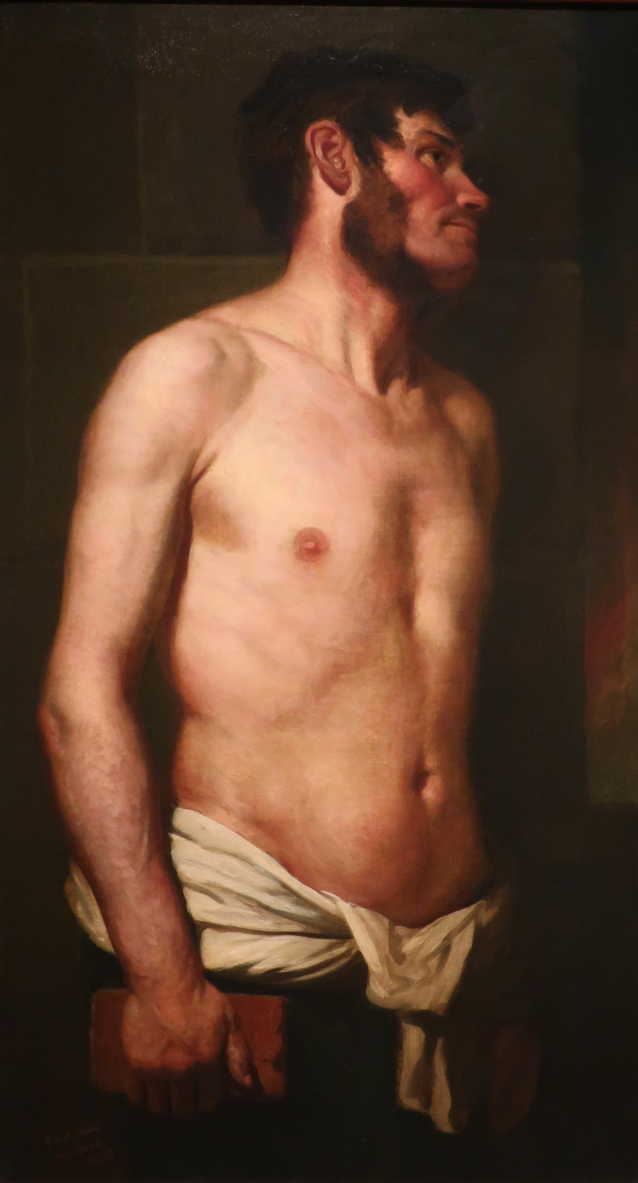 Also entitled <em>Study of an Irishman,</em> George Henry Hall’s 1858 painting was rendered shortly after the July 1857 Dead Rabbit–Bowery Boy Riot, a conflict in New York’s Five Points between rival Irish working-class street gangs. The painting subtly conveyed a sense of the fear and fascination that poor Irish immigrants provoked in many native-born, middle-class Americans—including, unusually straightforward for the era, a note of homoeroticism.