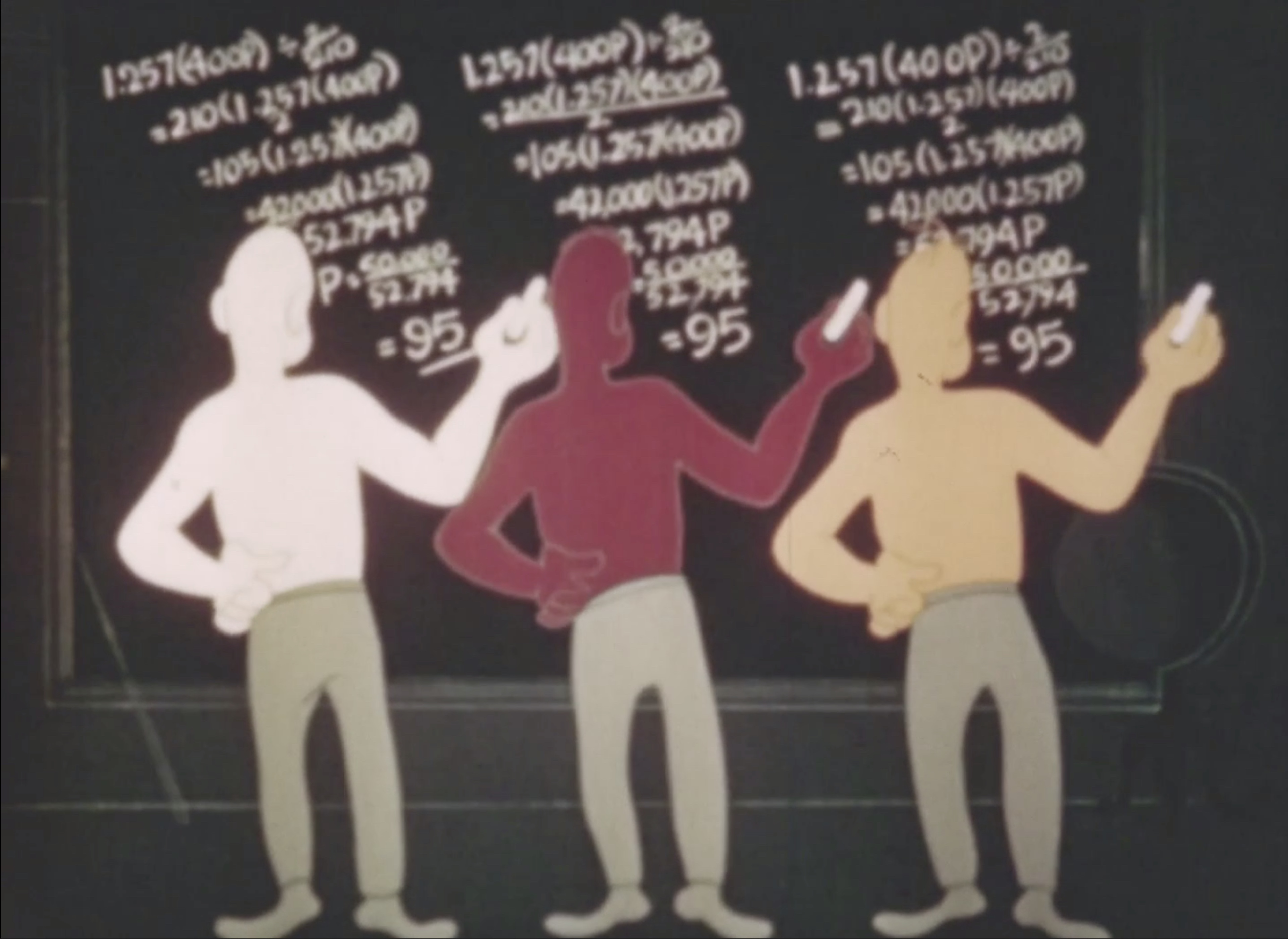 A frame from <em>Brotherhood of Man</em>, an animated short produced by United Productions of America, a studio created by former Walt Disney animators, for the United Automobile Workers’ 1946 interracial organizing drive.