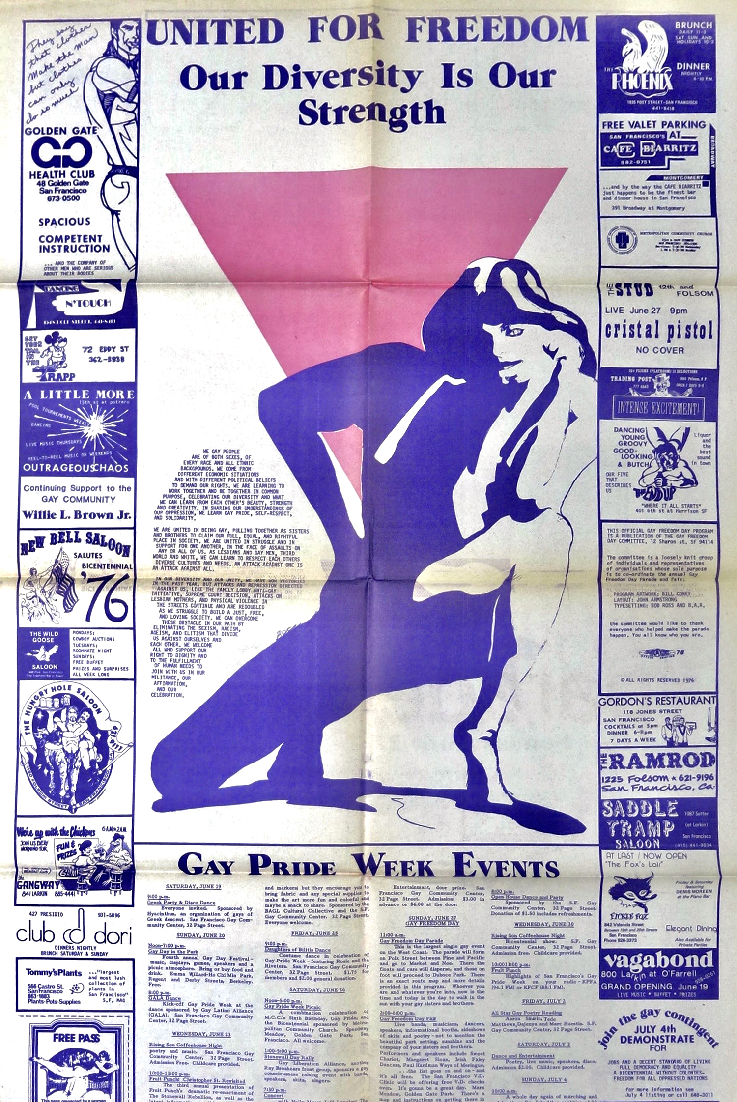 Program from 1976 San Francisco Gay Freedom Day Parade.